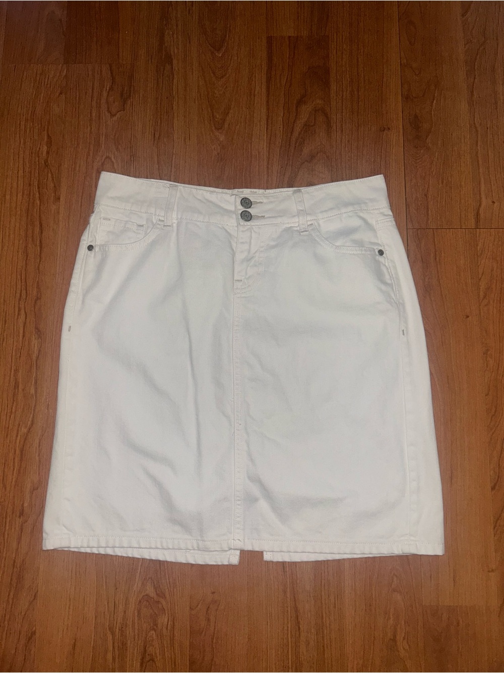Old Navy White Denim Mini Double Button Skirt Sz. 6